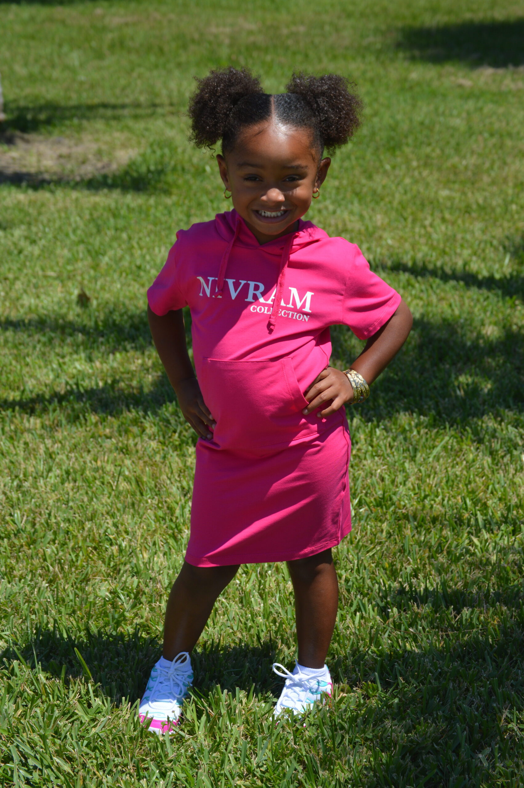 Hoodie Dress (Pink/White) - Image 3